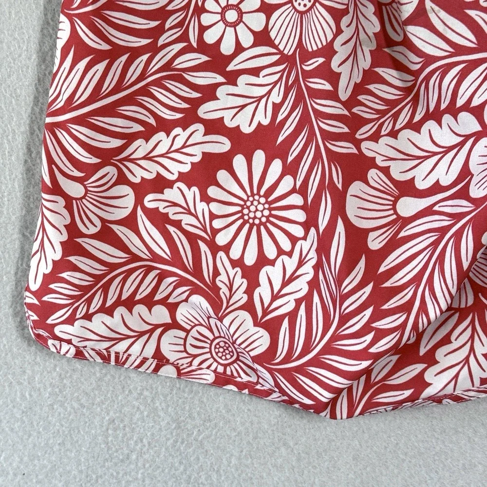 Fair Harbor Swim Trunks Men Medium Anchor Red Hawaiian Floral Lined Board Shorts